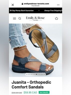 Emily Rose Juanita Orthopedic Comfort Sandals - Navy Blue